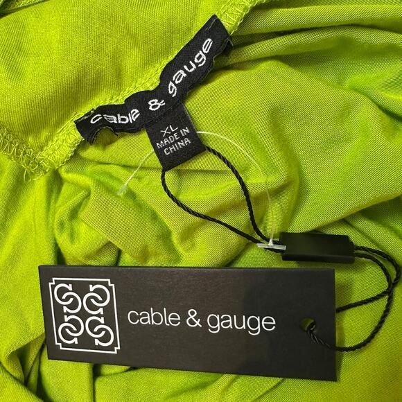 Vibrant Lime Green Cable & Gauge Short Sleeve Blouse Size XL - Picture 3 of 5
